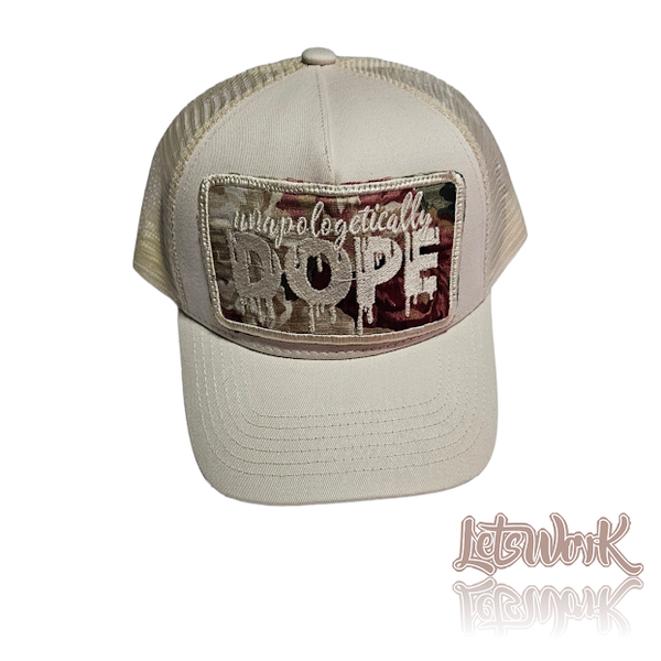Tan/Floral unapologetically Dope Trucker Hat
