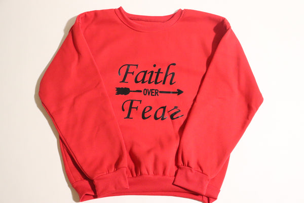 Red Faith over Fear sweater